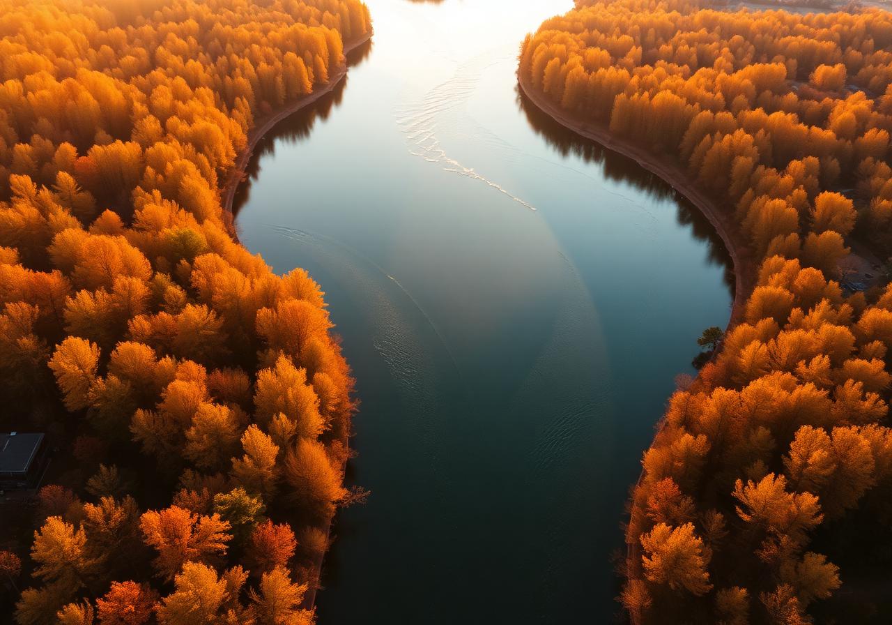 Winding river through autumn forest representing holistic planning